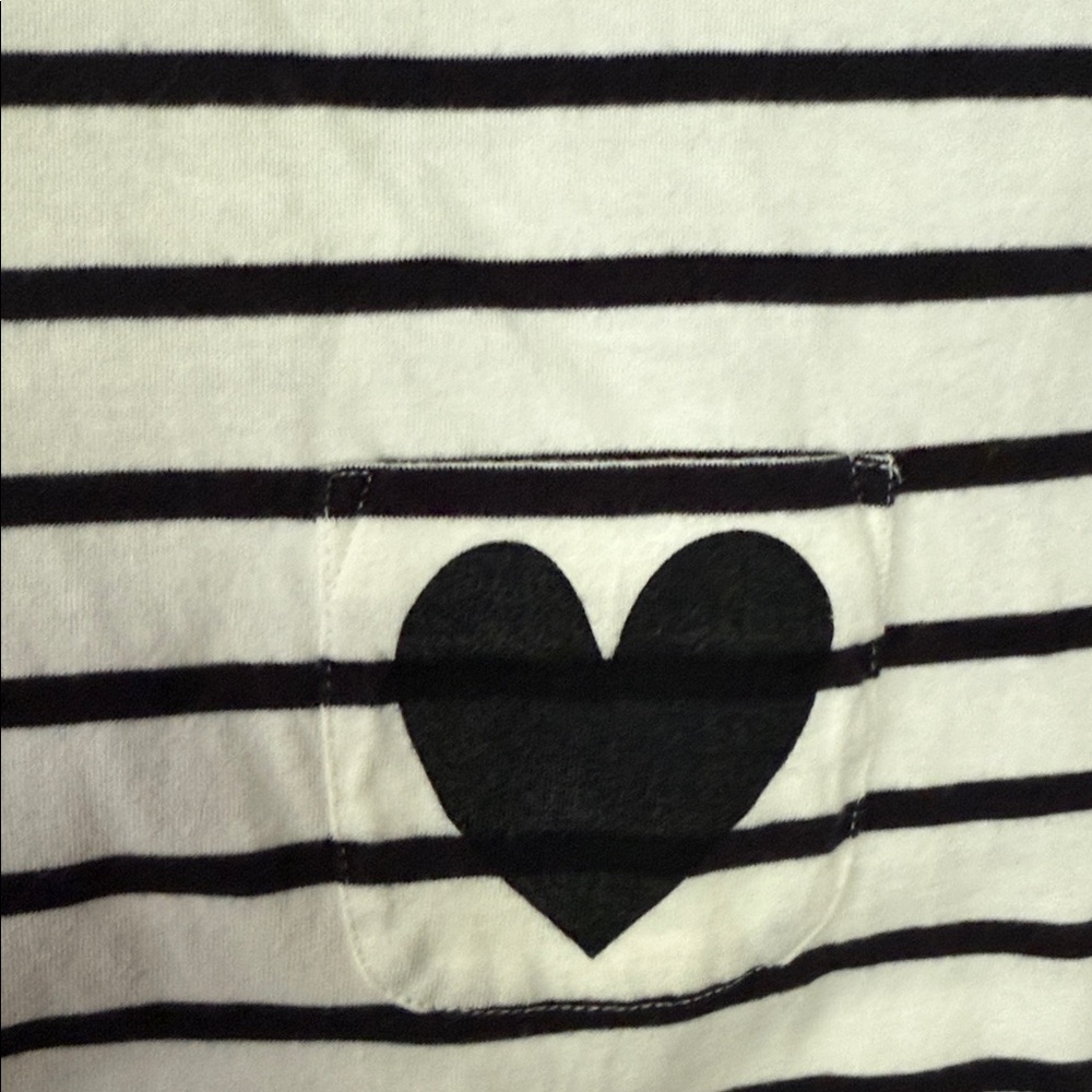 Primary Black and White Striped Shirt with heart pocket